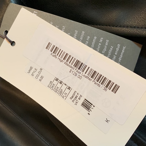 BNWT Kaffe faux leather belted pants - Picture 4 of 9